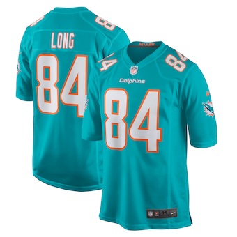 mens nike hunter long aqua miami dolphins game jersey